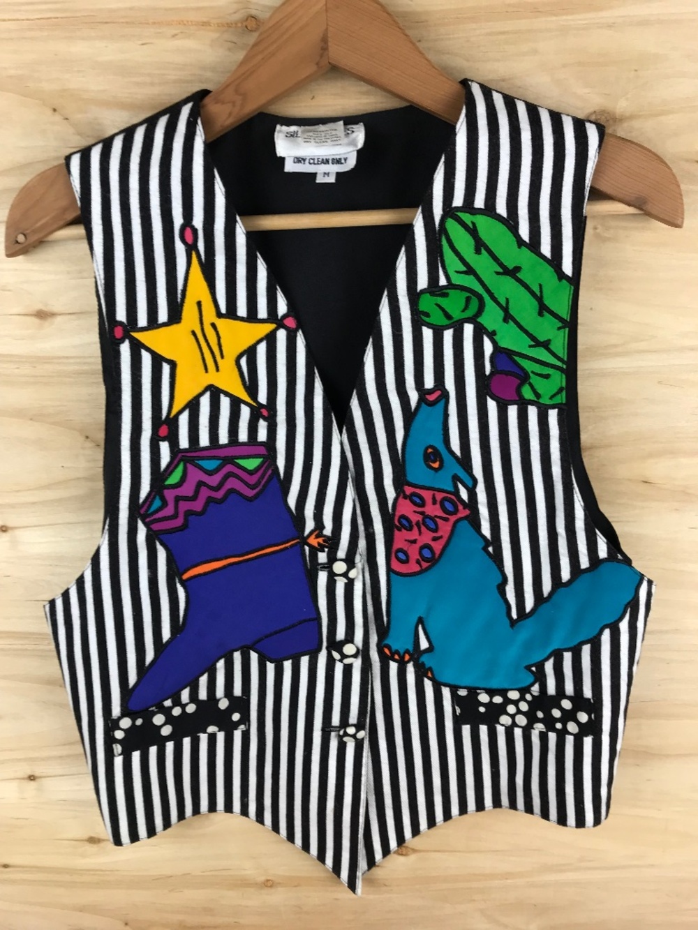 Vtg 90s SILKSCAPES Vest SIZE M Cowgirl Cactus Coyote‎ Southwestern Colorful